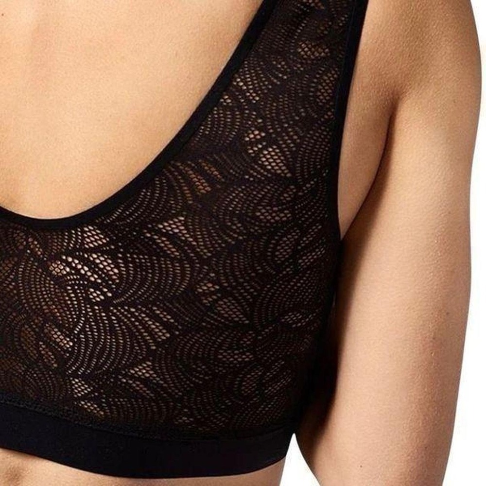 Chantelle Bra Womens M/L Black Like New Soft Stretch Lace Back Seamless Bralette - Picture 3 of 6